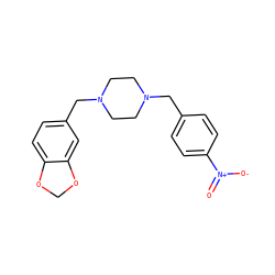 O=[N+]([O-])c1ccc(CN2CCN(Cc3ccc4c(c3)OCO4)CC2)cc1 ZINC000000865246
