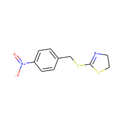 O=[N+]([O-])c1ccc(CSC2=NCCS2)cc1 ZINC000000312336