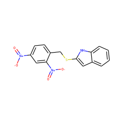 O=[N+]([O-])c1ccc(CSc2cc3ccccc3[nH]2)c([N+](=O)[O-])c1 ZINC000002171444