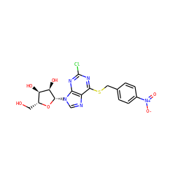 O=[N+]([O-])c1ccc(CSc2nc(Cl)nc3c2ncn3[C@@H]2O[C@H](CO)[C@@H](O)[C@H]2O)cc1 ZINC000028875787