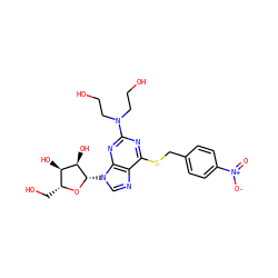 O=[N+]([O-])c1ccc(CSc2nc(N(CCO)CCO)nc3c2ncn3[C@@H]2O[C@H](CO)[C@@H](O)[C@H]2O)cc1 ZINC000028875781