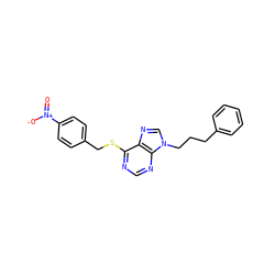 O=[N+]([O-])c1ccc(CSc2ncnc3c2ncn3CCCc2ccccc2)cc1 ZINC000013584377