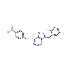 O=[N+]([O-])c1ccc(CSc2ncnc3c2ncn3Cc2cc(F)ccc2F)cc1 ZINC000013584398