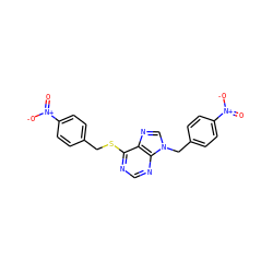 O=[N+]([O-])c1ccc(CSc2ncnc3c2ncn3Cc2ccc([N+](=O)[O-])cc2)cc1 ZINC000013584447
