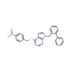 O=[N+]([O-])c1ccc(CSc2ncnc3c2ncn3Cc2ccccc2-c2ccccc2)cc1 ZINC000013584439