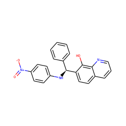 O=[N+]([O-])c1ccc(N[C@@H](c2ccccc2)c2ccc3cccnc3c2O)cc1 ZINC000003998847