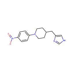 O=[N+]([O-])c1ccc(N2CCC(Cc3c[nH]cn3)CC2)cc1 ZINC000053298250