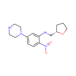 O=[N+]([O-])c1ccc(N2CCNCC2)cc1NC[C@@H]1CCCO1 ZINC000004140714