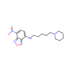 O=[N+]([O-])c1ccc(NCCCCCN2CCCCC2)c2nonc12 ZINC000036188007