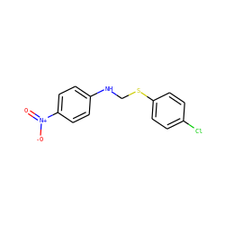 O=[N+]([O-])c1ccc(NCSc2ccc(Cl)cc2)cc1 ZINC000004707333