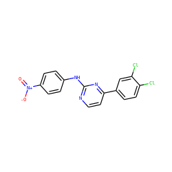 O=[N+]([O-])c1ccc(Nc2nccc(-c3ccc(Cl)c(Cl)c3)n2)cc1 ZINC000103300969