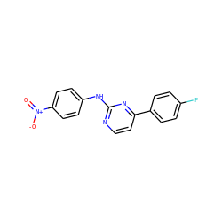 O=[N+]([O-])c1ccc(Nc2nccc(-c3ccc(F)cc3)n2)cc1 ZINC000103300951