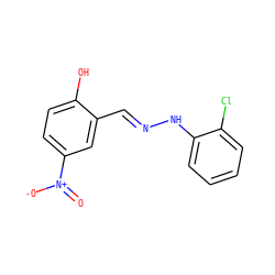 O=[N+]([O-])c1ccc(O)c(/C=N/Nc2ccccc2Cl)c1 ZINC000033844774