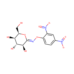 O=[N+]([O-])c1ccc(O/N=C2\O[C@H](CO)[C@H](O)[C@@H](O)[C@@H]2O)c([N+](=O)[O-])c1 ZINC000169316327