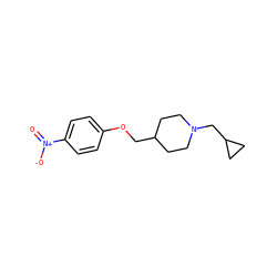O=[N+]([O-])c1ccc(OCC2CCN(CC3CC3)CC2)cc1 ZINC000000013940