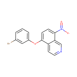 O=[N+]([O-])c1ccc(Oc2cccc(Br)c2)c2ccncc12 ZINC000003451459