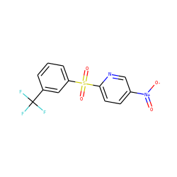 O=[N+]([O-])c1ccc(S(=O)(=O)c2cccc(C(F)(F)F)c2)nc1 ZINC000000481376