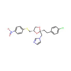 O=[N+]([O-])c1ccc(SC[C@@H]2CO[C@@](CCc3ccc(Cl)cc3)(Cn3ccnc3)O2)cc1 ZINC000095539715