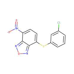 O=[N+]([O-])c1ccc(Sc2cccc(Cl)c2)c2nonc12 ZINC000000168612