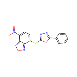 O=[N+]([O-])c1ccc(Sc2nnc(-c3ccccc3)o2)c2nonc12 ZINC000009427218