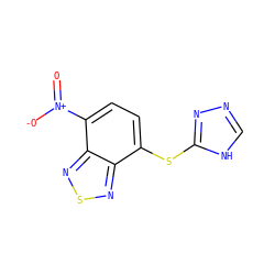 O=[N+]([O-])c1ccc(Sc2nnc[nH]2)c2nsnc12 ZINC000299854607