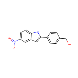 O=[N+]([O-])c1ccc2[nH]c(-c3ccc(CO)cc3)cc2c1 ZINC000040896973