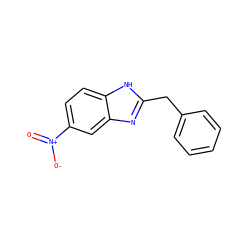 O=[N+]([O-])c1ccc2[nH]c(Cc3ccccc3)nc2c1 ZINC000005425467