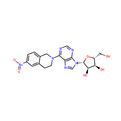 O=[N+]([O-])c1ccc2c(c1)CCN(c1ncnc3c1ncn3[C@@H]1O[C@H](CO)[C@@H](O)[C@H]1O)C2 ZINC000013493405
