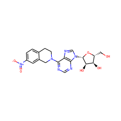 O=[N+]([O-])c1ccc2c(c1)CN(c1ncnc3c1ncn3[C@@H]1O[C@H](CO)[C@@H](O)[C@H]1O)CC2 ZINC000013493406