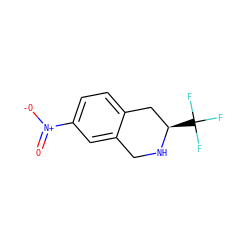 O=[N+]([O-])c1ccc2c(c1)CN[C@H](C(F)(F)F)C2 ZINC000013686926