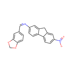 O=[N+]([O-])c1ccc2c(c1)Cc1cc(/N=C\c3ccc4c(c3)OCO4)ccc1-2 ZINC000100136601