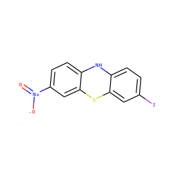 O=[N+]([O-])c1ccc2c(c1)Sc1cc(I)ccc1N2 ZINC000084710289