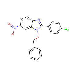 O=[N+]([O-])c1ccc2nc(-c3ccc(Cl)cc3)n(OCc3ccccc3)c2c1 ZINC000001389345