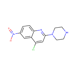 O=[N+]([O-])c1ccc2nc(N3CCNCC3)cc(Cl)c2c1 ZINC000013439731