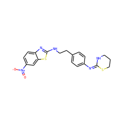 O=[N+]([O-])c1ccc2nc(NCCc3ccc(/N=C4\NCCCS4)cc3)sc2c1 ZINC000049034280