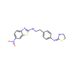 O=[N+]([O-])c1ccc2nc(NCCc3ccc(/N=C4\NCCS4)cc3)sc2c1 ZINC000049032060