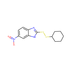 O=[N+]([O-])c1ccc2nc(SSC3CCCCC3)[nH]c2c1 ZINC000095594830