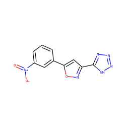 O=[N+]([O-])c1cccc(-c2cc(-c3nnn[nH]3)no2)c1 ZINC000013776365