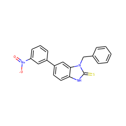 O=[N+]([O-])c1cccc(-c2ccc3[nH]c(=S)n(Cc4ccccc4)c3c2)c1 ZINC000026660716