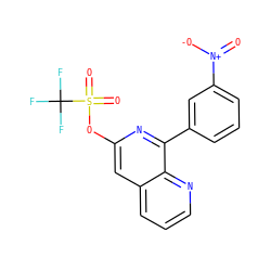 O=[N+]([O-])c1cccc(-c2nc(OS(=O)(=O)C(F)(F)F)cc3cccnc23)c1 ZINC000036268763