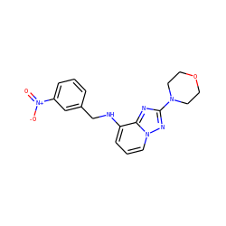 O=[N+]([O-])c1cccc(CNc2cccn3nc(N4CCOCC4)nc23)c1 ZINC000096169622