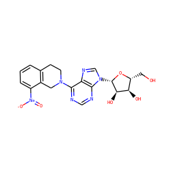 O=[N+]([O-])c1cccc2c1CN(c1ncnc3c1ncn3[C@@H]1O[C@H](CO)[C@@H](O)[C@H]1O)CC2 ZINC000013493407