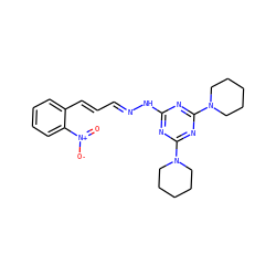 O=[N+]([O-])c1ccccc1/C=C/C=N/Nc1nc(N2CCCCC2)nc(N2CCCCC2)n1 ZINC000001883281