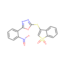 O=[N+]([O-])c1ccccc1-c1nnc(SC2=CS(=O)(=O)c3ccccc32)o1 ZINC000009614900