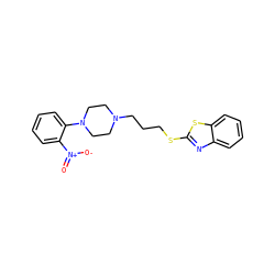 O=[N+]([O-])c1ccccc1N1CCN(CCCSc2nc3ccccc3s2)CC1 ZINC000040918080