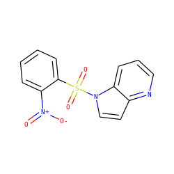 O=[N+]([O-])c1ccccc1S(=O)(=O)n1ccc2ncccc21 ZINC000043013378