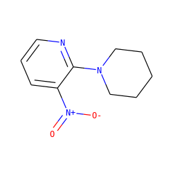 O=[N+]([O-])c1cccnc1N1CCCCC1 ZINC000019293180