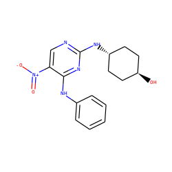 O=[N+]([O-])c1cnc(N[C@H]2CC[C@H](O)CC2)nc1Nc1ccccc1 ZINC000261130715