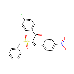 O=C(/C(=C\c1ccc([N+](=O)[O-])cc1)S(=O)(=O)Cc1ccccc1)c1ccc(Cl)cc1 ZINC000073279915