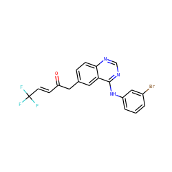 O=C(/C=C/C(F)(F)F)Cc1ccc2ncnc(Nc3cccc(Br)c3)c2c1 ZINC000040860290
